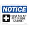 Signmission OSHA Notice Sign, 7" H, Rigid Plastic, First Aid Kit AED Inside Cabinet Sign With Symbol, Landscape OS-NS-P-710-L-12734 - alternate 1